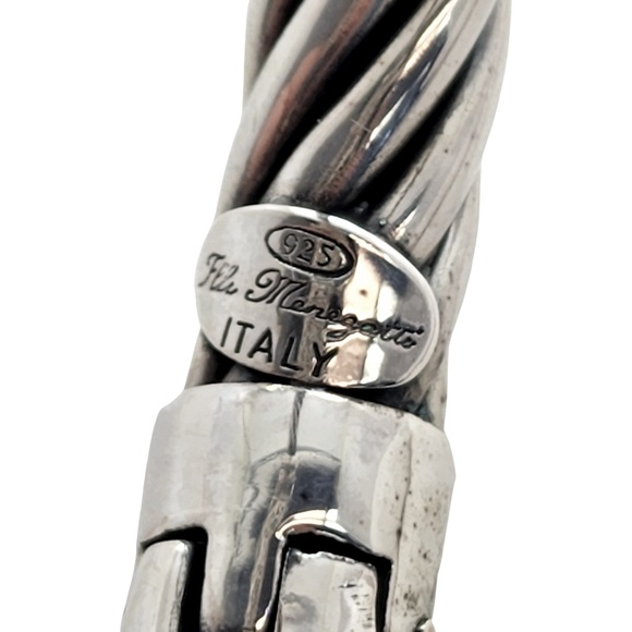 Flli Menegatti Silver Yellow Gold Plated Accent Lapis Lazuli Hinged Bracelet - Picture 9 of 11